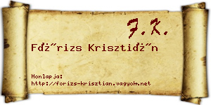 Fórizs Krisztián névjegykártya