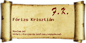 Fórizs Krisztián névjegykártya